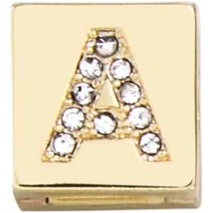 BaubleBar Gold Initial Charm with Crystals Square Hinge Letter Bead - A